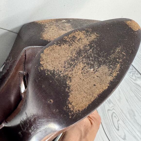 Cole Haan Size 8 Brown Leather Ankle Boots High Block Heel Buckle Bootie - Picture 10 of 10